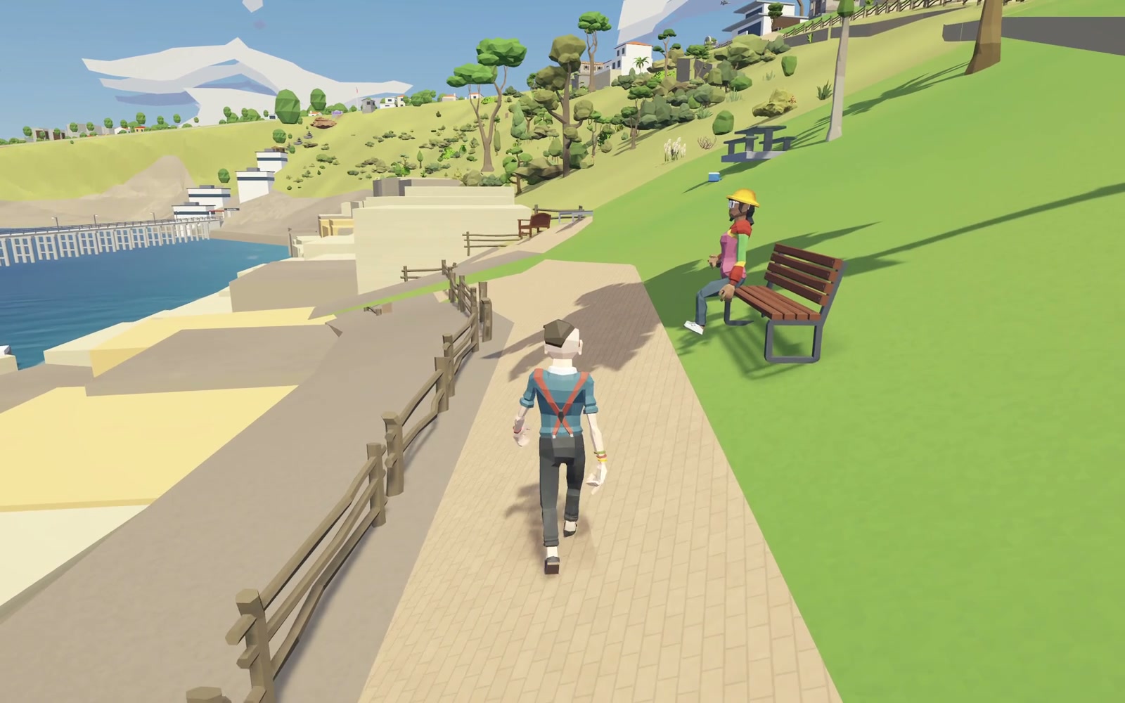 The player walks along the coast at La Jolla.